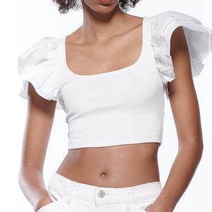 Zara white ruffle crop top